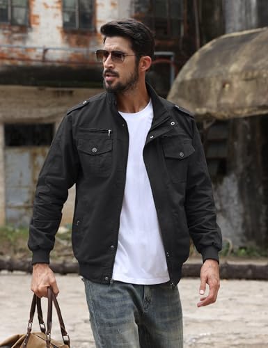 Image of TACVASEN Men's Lightweight Military Cotton Jacket Casual Windbreaker Coat