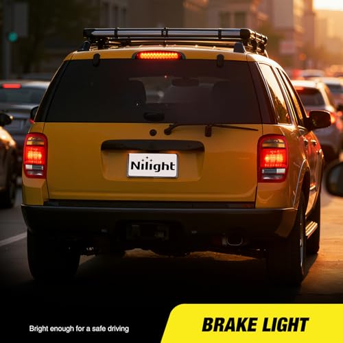Image of Nilight Third Brake Light Tail High Mount 3rd Stop Lights Smoked Lens Compatible with Ford Explorer 1998 1999 2000 2001 Van SUV Rear Center Cab Lamp