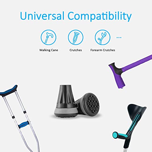 Cane Tips, 3/4 Inch All Terrain Tip for Cane & Crutch, 3/4'' Rubber Replacement Foot Pad, 0.75 Inch Cane Tips Heavy Duty, Walking Cane Tips and Crutch Tips(Pack of 2)