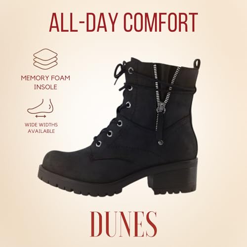 Dunes Women's Kobe Heeled Combat Boots – Lace-Up with Side Zipper, Memory Foam Insoles, Faux Fur Lining, Vegan Nubuck Leather, Wide Widths Available - Image 6