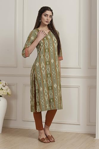 Image of BIBA Women Cotton Printed Straight Kurta
