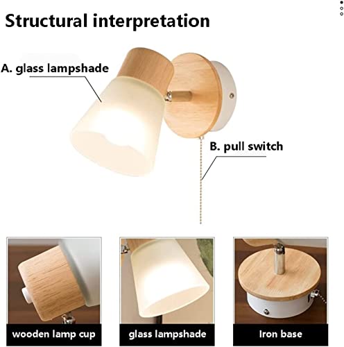 Lámpara de pared interior E27 con pantalla de vidrio y elegante interruptor de cable para el hogar 6