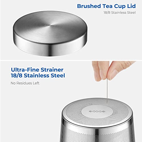 ecooe 16.9 Oz Borosilicate Glass Tea Mug Cup Tea Glasses with Stainless Steel Infuser & Lid, Loose Leaf Glass Tea Cup Teacup 430mL(Use Capacity)