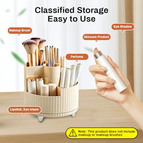 Image of HANNEA Makeup Organizer 5-Slot 360 Rotating Box for Lipstick Perfume | 360 Access, Keeps Lipsticks and Perfumes Visible, Brush Holder, Vanity Storage, 5 Slots, Easy to Rotate