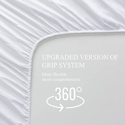 Image of 4 Piece Bed Sheet Set (Queen,White) 1 Flat Sheet,1 Fitted Sheet and 2 Pillow Cases,Brushed Microfiber Luxury Bedding with Deep Pockets