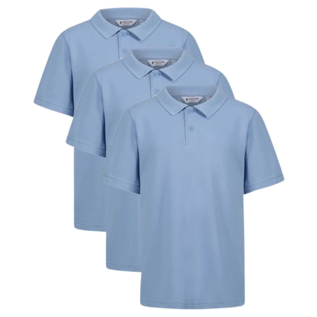 Trutex Pack de 3 Polos Escolares de Manga Corta de Ajuste Estándar para Niños y Niñas (12 Años), Polos Unisex para Niños y Niñas, Ideales para Kits de Educación Física - Uniforme Escolar