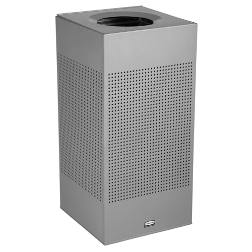 Image of Rubbermaid Commercial Products Silhouette Square Open Top Trash Can, 16 Gal, Silver Metallic, Indoor for Offices /Hotel Lobbies /Front Desk