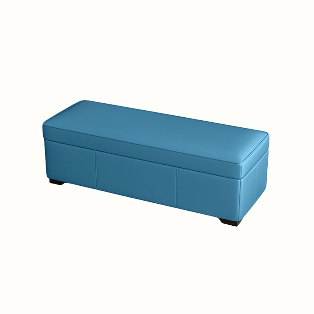 SXZenSpace Storage Benches End Of Bed Bench Large Upholstered Ottoman Leather Window With Shoe Cabinet For Bedroom Entryway Closet(Dark blue,90x40x40cm)