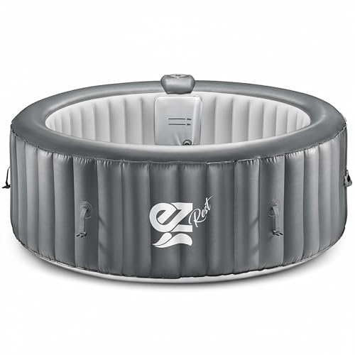 SereneLife Inflatable Hot Tub – 71” x 25” Blow Up Hot Tub 4 Person, Portable Spa with 100 Bubble Jets, LED Lights, Remote, Pump, and Cover – Ideal for Outdoor or Indoor Home Use