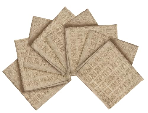 Image of Bumble Dish Cloths (8 Pack) | 12 inch x 12 inch | 100% Cotton Kitchen Towels | 406 GSM | Soft, Highly Absorbent & Durable Dish Towels for Kitchen | Tan