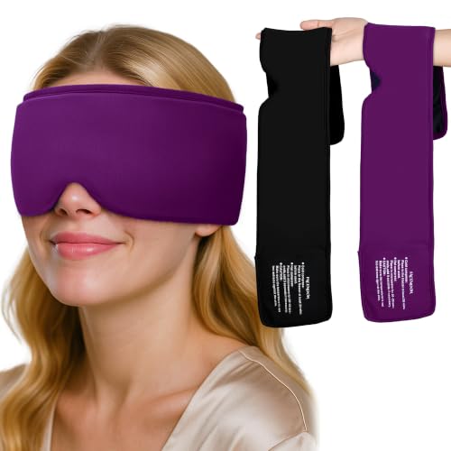 Image of Cooling Gel Eye Mask for Puffy Eyes, Migraine & Headache Relief, Full Eye-Area Cold Compress for Eyes & Temples, FSA Eligible HSA Reusable Eye Ice Pack for Swelling & Post-Surgery Recovery