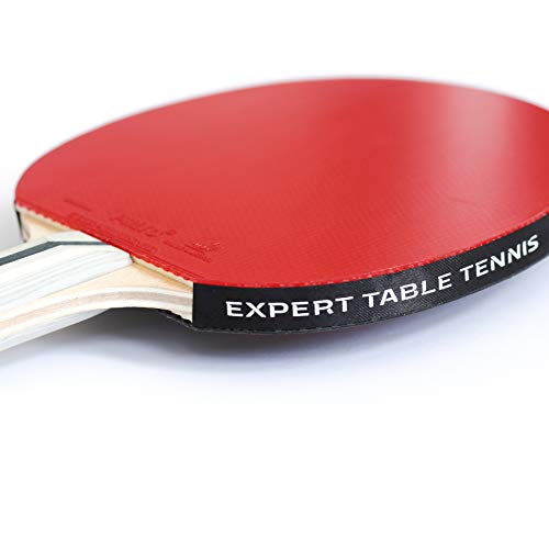 Expert Table Tennis Palio Expert 3.0 Table Tennis Racket & Case - ITTF Approved, Beginner Ping Pong Bat ,, Red, Wood