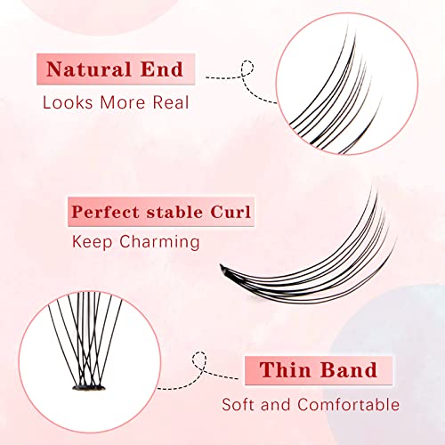 Glowingwin Individual Lashes Cluster Lashes Natural Look False Eyelashes Individual 228 PCS DIY Eyelash Extensions At Home(10D+20D Mixed 0.07C Curl 8-14mm) - Image 4