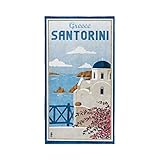 Seahorse, Strandtuch, Santorini, Handtuch groß, Strandlaken, Badetuch, Baumwolle, Blau