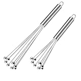 Edelstahl Schneebesen mit Kugeldesign - Premium Küchenschneebesen Set aus rostfreiem Stahl, Inkl. 2 Rührblitz Kugeln für effizientes Schlagen & Rühren für Backen, Cocktails & Saucen