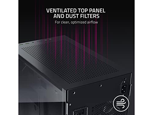 Image of Razer Tomahawk Mini-ITX Gaming Case: Dual-Sided Tempered Glass Swivel Doors, Ventilated Top Panel, Chroma RGB Underglow Lighting, Built-in Cable Management, Classic Black-RC21-01400100-R3M1