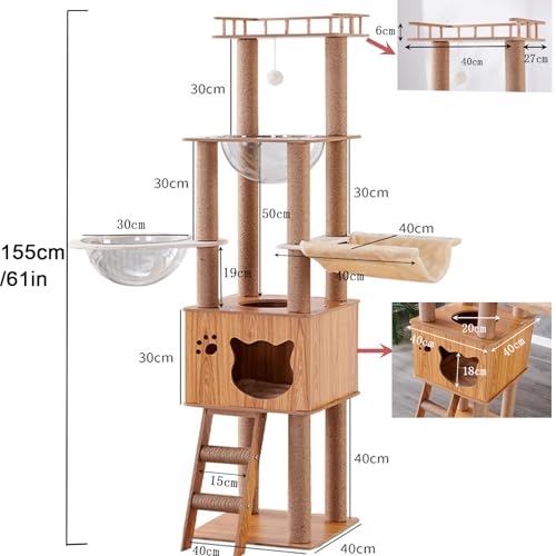 Árbol de gato de madera con 6 pisos y rascadores miniatura 2