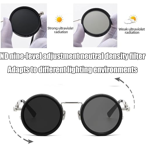 Ballee Sunglasses, Retro Metal Punk Cross-Mirror Rotating Color-Changing Polarized Sun, Adjustable Tint Sunglasses2