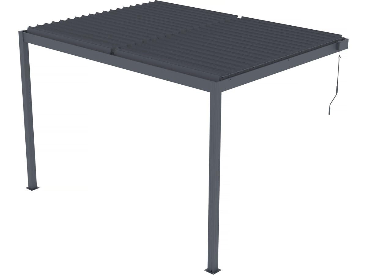 Pergola bioclimatique adossée avec LED Windsor - 3 x 4 m - Anthracite