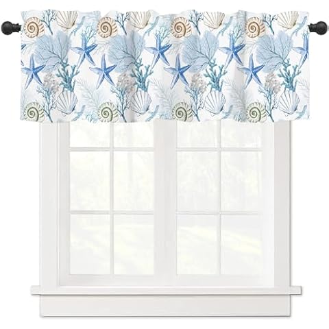 Coral Starfish Kitchen Valance Curtains Cover