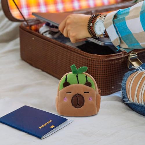 Plush Cash Purse - Cartoon Wallet Pouch, Capybara Cash Pouch | Outdoor Cartoon Cash Purse, Capybara-Themed Coin Pouch, Adults Multi-Functional Money Bag for Snacks, Chocolate, 3x3x1.9 Inches2