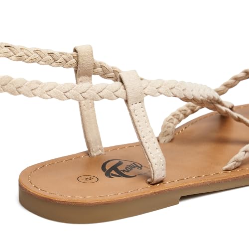 Image of Trary Sandals Women, Lace Up Sandals for Women, Sandals for Women Dressy Summer, Open Toe Gladiator Sandals, Flat Sandals for Women Dressy, Beach Sandals for Women, Summer Sandals for Women 2023