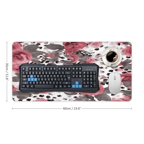 Alfombrilla de escritorio grande con diseño rosa y leopardo miniatura 2