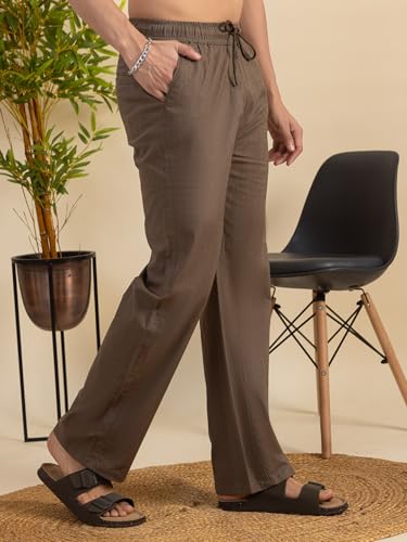 Image of Men's Premium Linen Pants | Lightweight Breathable Fabric | Elastic Waist with Drawstring | Straight Fit | Side Pockets | Perfect for Casual, Holidays & Travel