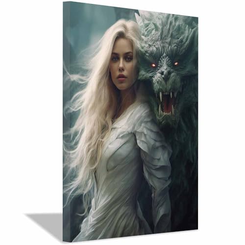 Peinture vintage féminine haut de gamme cadre 40x60cm portrait modifié