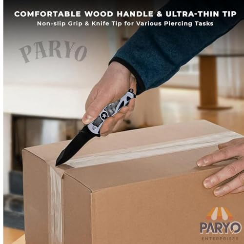 Image of PARYO Star Shield Multipurpose Knife | Compact Carbon Steel Utility Knife for Kitchen, Home & Office Use | Manual Cutting Tool for Vegetables, Fruits, Packaging & DIY Tasks (Silver, Pack of 1)