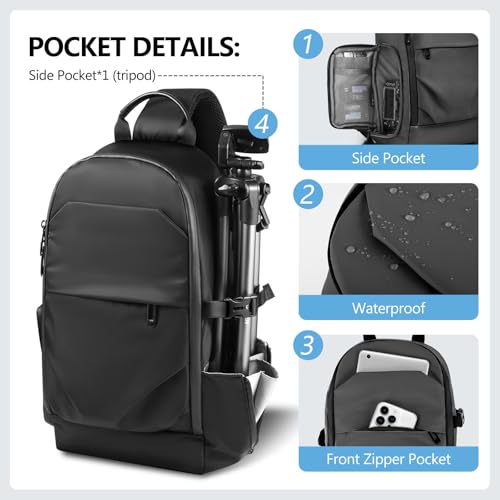 Bolso tipo bandolera para cámara DSLR impermeable negro miniatura 5