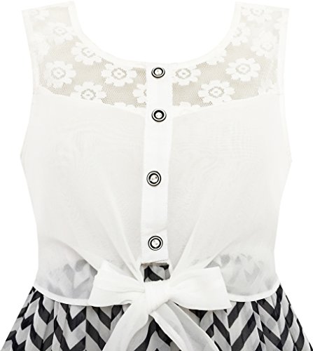 Sunny Fashion Girls Dress Chiffon Floral High-Low Tie Waist Party Princess4