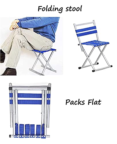 Image of AARKRI SALES Portable Folding Stool - Heavy Duty Outdoor Chair for Camping, Hiking, Fishing, Picnic - Collapsible Mini Travel and Garden Seat