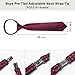 DiBanGu 2PCS Set for Father and Son Tie Silk Mens and Boys Adjustable Necktie & Pocket Square Cufflinks Kids Pre-tied Necktie, Burgundy Red