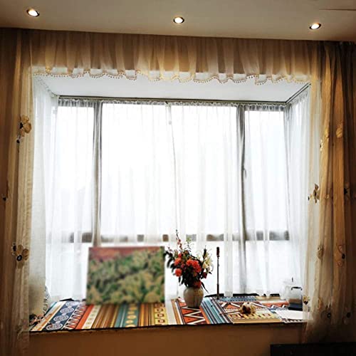 Cortinas de algodón tipo café de 100x40 cm con bolas blancas para baños y cocinas 3