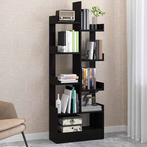 Image of Callas Adjustable Wood Desktop Storage Organizer Display Shelf Rack | Spice Rack | Counter Top Bookcase Book Shelf | Home Decor Display & Storage Rack Cabinet Unit | Parent (BR-12 Black)