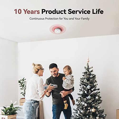 Wireless Interconnected Smoke Alarms with Replaceable Battery for Bedroom and Home (6 Pack)