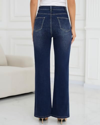 Image of PACBREEZE Women's Maternity Flare Jeans Mid-Rise Stretchy Bell Bootcut Jeans Denim Pregnancy Pants, S-XXL