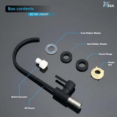 Image of Fossa 360 Rotatable RO Tap for Kitchen Sink | 100% Lead-Free 304 Stainless Steel Drinking Water Faucet | Brushed Nickel | Smooth Rotation Filter Tap for Healthy Drinking Water Black (Matte Finish)