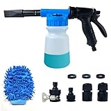Biaozan Snow Foam Gun Foam Gun, Pressure Washer Car Wash Snow Foam Gun Adjustable Pressure Washer, Car Cleaning Attached to Garden Hose Snow Foam Gun (with Car Wash Gloves, Quick Coupler) (Blue)
