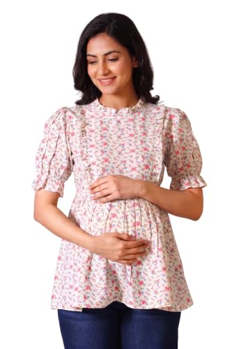 Image of ZUVINO Maternity Tops for Women || Feeding Short Kurti for Mothers || Long Top for Pregnancy with Zip || Stylish Maternity Wear for New Moms || Plus Sizes Upto 6XL.