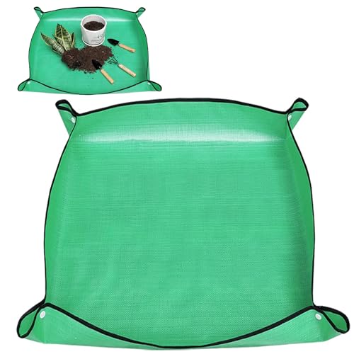KMKANPO Tappetino da Giardinaggio Verde, 75*75cm, Impermeabile, Pieghevole, per Rinvaso di Piante Indoor