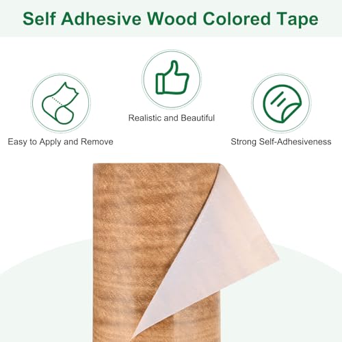 Image of M METERXITY 2-Roll Wood Grain Repair Tape, 3.15in x 15ft Textured Realistic Self-Adhesive Wood Floor Tape Contact Paper for Furniture /Floors /Home [Chestnut Maple]