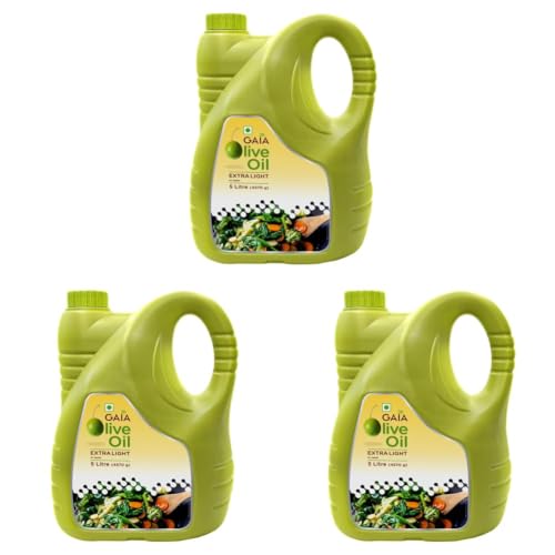 Image of GAIA's Extra Lite Olive Oil 5 LTR Packed with Flavor. For Healthy and Light Cooking - All Purpose Cooking Oil, High Smoke Point, Nutrient-filled, and Anti-Aging, rich blend of vitamins, antioxidants