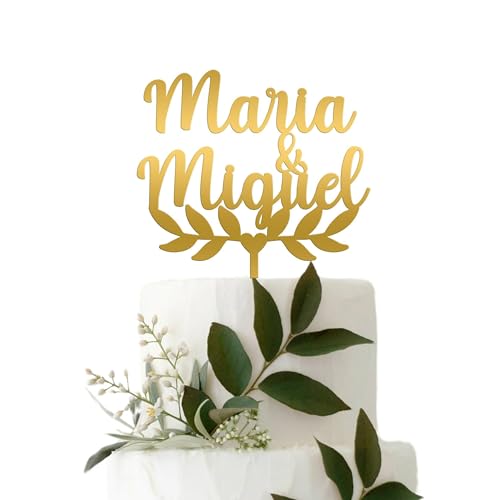ADOREI Topper de Tarta Personalizado en Madera MDF o Acrilico com nombre para Tartas de Boda Eventos Decoración de Fiestas Bodas y Bautizos Cupcake Comunions Regalo Handmade Laser cut