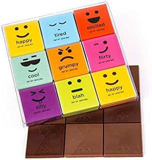 Chocolate Squares Bars, Gourmet Chocolate Tabs Gift, Moodibars by Astor Chocolate,18 Mood Squares Variety Pack, Assorted Premium Milk & Dark Emoji Candy Bars