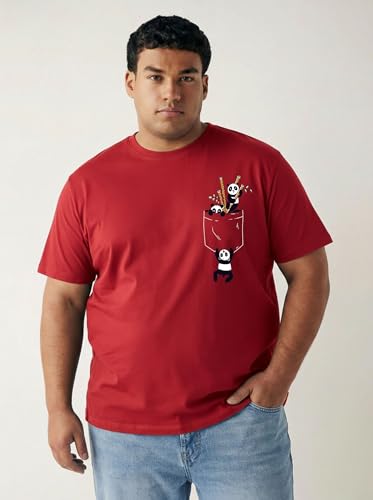 Image of Toodlegram Men's Plus Size Graphic Printed Cotton T-Shirt Casual Round Neck Regular Fit