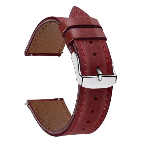 #VerdientProvisionen<br>Leder Armband für 20mm 22mm Uhrenarmband für Damen und Herren Weich Leder Verstellbare Ersatzarmband Edelstahl Dornschließe Uhrenarmbänder für 20mm 22mm Rot