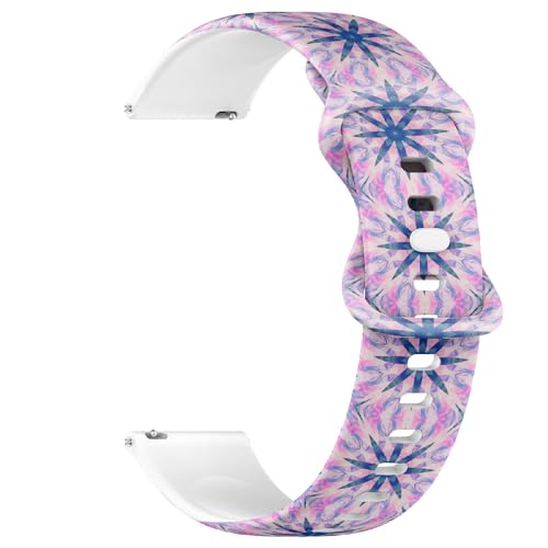 Compatible with Garmin Fenix 7/7 Pro, Fenix 6/6 Pro, Fenix 5/5 Plus, Epix (Gen2) / Epix Pro (Gen2), 22mm Sport Watch Band (Magenta Fractal Kaleidoscopical Sea) Silicone Soft Strap Bracelet