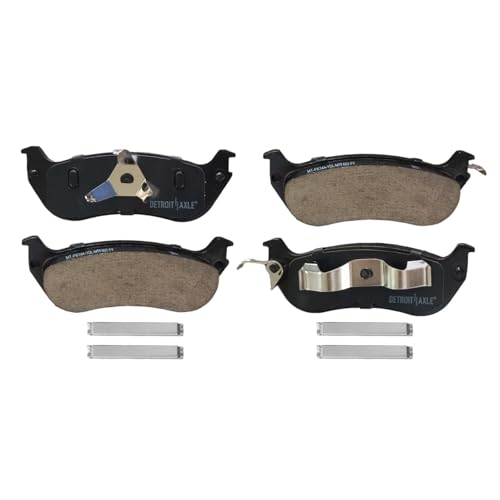 Image of Detroit Axle - Brake Pads for 1998-2002 Ford Crown Victoria | Mercury Grand Marquis Lincoln Town Car, Front and Rear Ceramic Brake Pads with Hardware 1999 2000 2001 Replacement